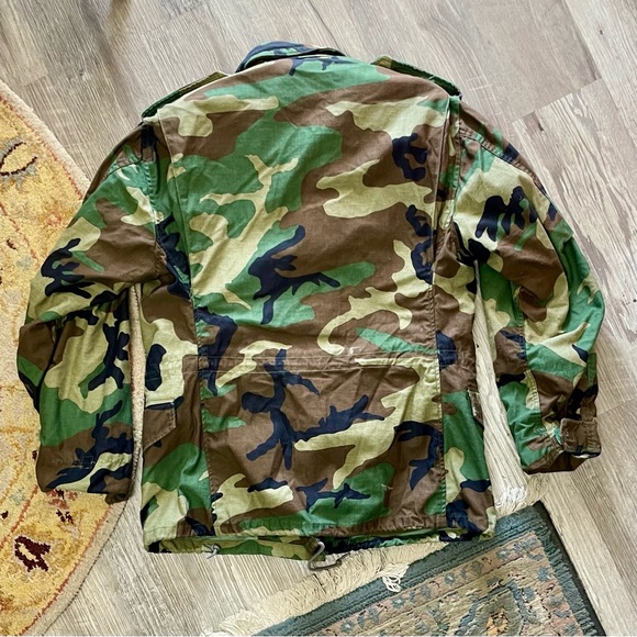 Vintage 1985 MFG Military Army Woodland Camouflage Heavyweight Jacket Field Coat - Picture 13 of 16